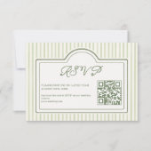Green Wedding Striped QR code RSVP Card (Vorderseite)