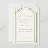 Green Wedding Striped Save The Date (Vorderseite)