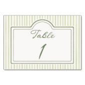 Green Wedding Striped Table Card Tischnummer (Vorderseite)