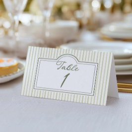 Green Wedding Striped Table Number
