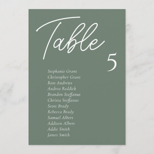 Green Wedding Table Cards Einladung (Rückseite)