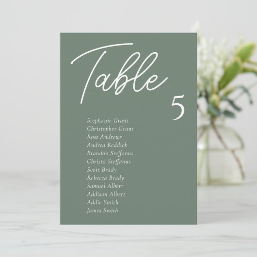 Green Wedding Table Cards Einladung (Stehend Vorderseite)