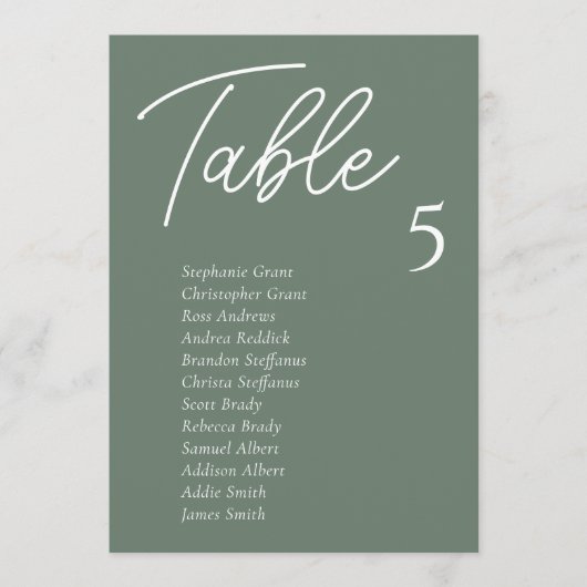 Green Wedding Table Cards Einladung (Vorderseite)