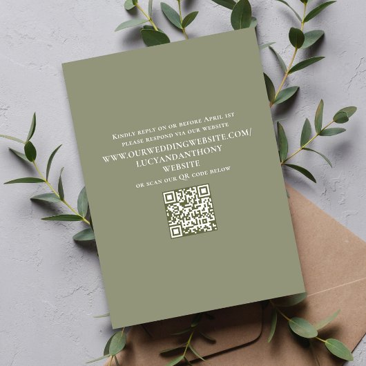 Green Wedding Timeline Details Simple RSVP Begleitkarte