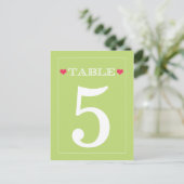 Green Wedding Tischnummer Cards (Stehend Vorderseite)