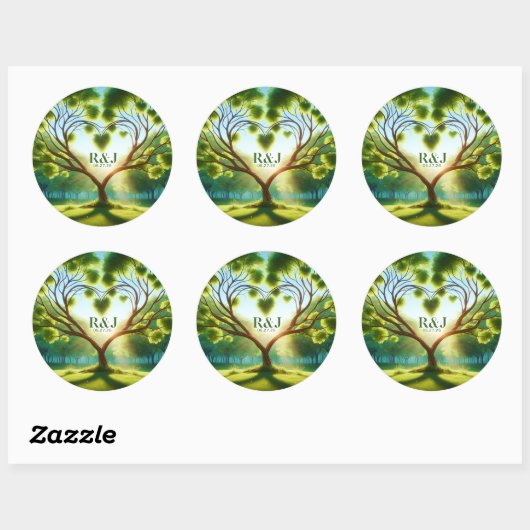Green Wedle Couple Monogram Sticker (Blatt)