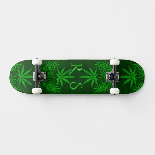 Green Weed Monogramed Skateboard (Horizontal)