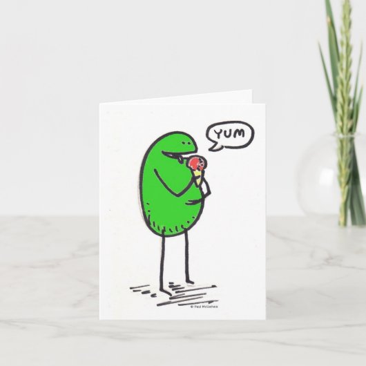 Green Weenii "Yum" Note Card Karte (Vorderseite)