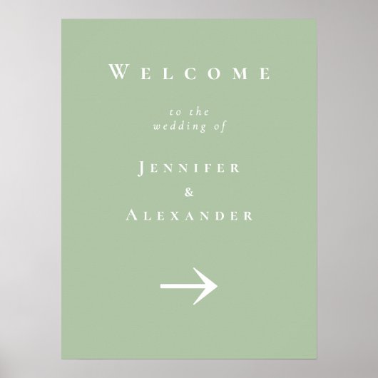 Green Welcome to Wedding Sign Poster (Vorne)