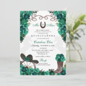 Green Western Charro Ranchero Quinceanera Einladung (Stehend Vorderseite)