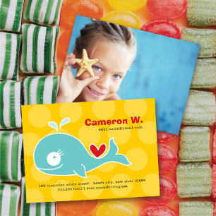 Green Whale Kid-Foto-Profil des niedlichen Cartoon Visitenkarte