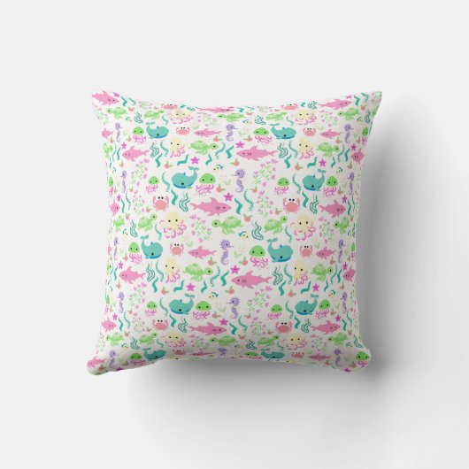 Green Whale Octopus Ocean Beach Water Baby | Kinde Kissen (Rückseite)