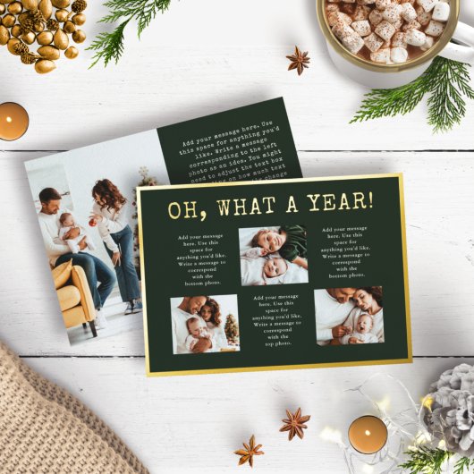 Green What a Year Foliday Card Folien Feiertagskarte