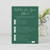 Green What's On Your Phone Bridal Shower Karte (Stehend Vorderseite)