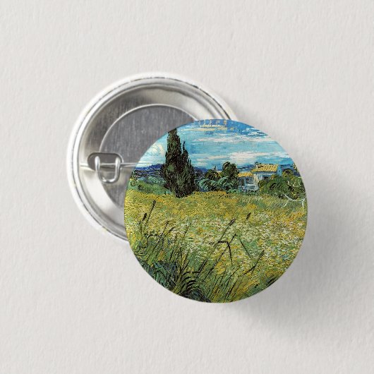 Green Wheat Field Vincent van Gogh Button (Vorne & Hinten)