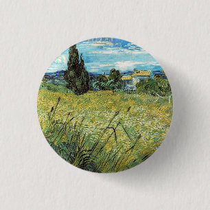 Green Wheat Field Vincent van Gogh Button