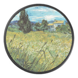 Green Wheat Field Vincent van Gogh Eishockey Puck