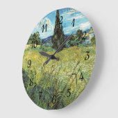 Green Wheat Field Vincent van Gogh Große Wanduhr (Winkel)