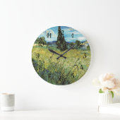 Green Wheat Field Vincent van Gogh Große Wanduhr (Zuhause)