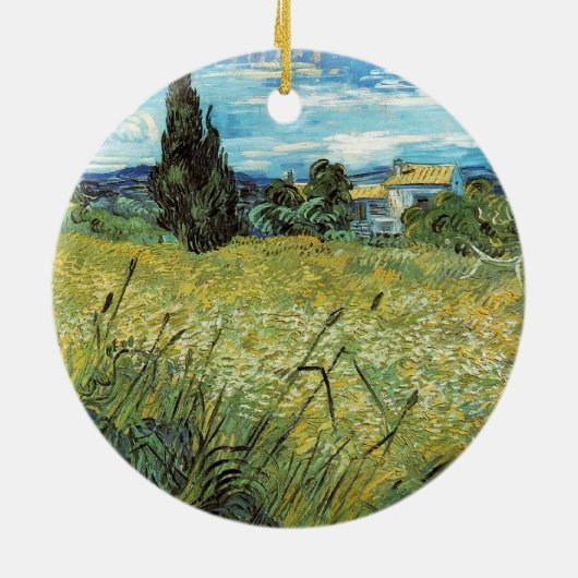 Green Wheat Field Vincent van Gogh Keramik Ornament (Hinten)