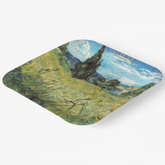 Green Wheat Field Vincent van Gogh Pappteller (Gewinkelt)