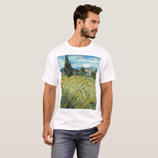 Green Wheat Field Vincent van Gogh T-Shirt (Vorne ganz)