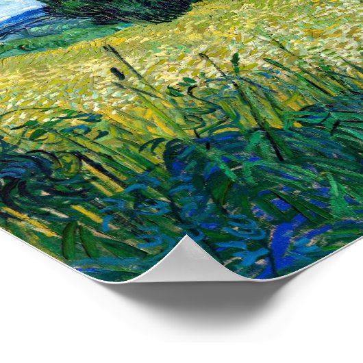 Green Wheat Field with Cypress (1889) Van Gogh Art Poster (Ecke)