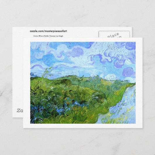 Green Wheat Fields Van Gogh Fine Art Postkarte (Vorne/Hinten)