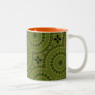 Green Wheel Mandala / Grünes Rad Mandala Zweifarbige Tasse