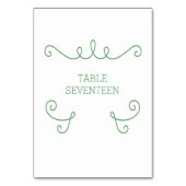Green Whimsical Blüh Table Card Tischnummer (Rückseite)