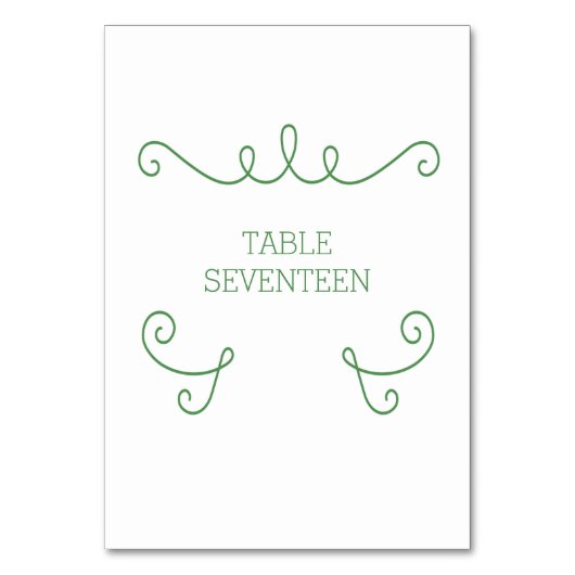 Green Whimsical Blüh Table Card Tischnummer (Vorderseite)