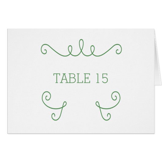 Green Whimsical Geblüht Tischnummer Card (Vorderseite (Horizontal))