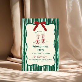 Green Whimsical Hand Drawn Friendsmas Party Einladung