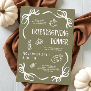 Green Whimsical Hand gezeichnet Friendsgiving Aben Einladung