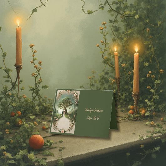 Green Whimsical Medieval Forest Guest Sitzkarte Dankeskarte