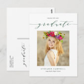 Green Whimsical Script Class of 2023 Abschluss Postkarte (Vorne/Hinten)
