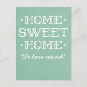 Green Whimsical Zuhause Sweet Zuhause Postcard Ankündigungspostkarte