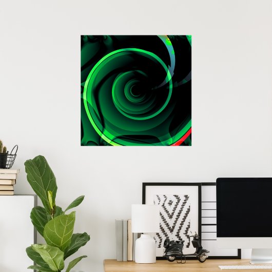 Green Whirlpool Psychedelic Hypnotic Swirl Vortex Poster (Heimbüro)