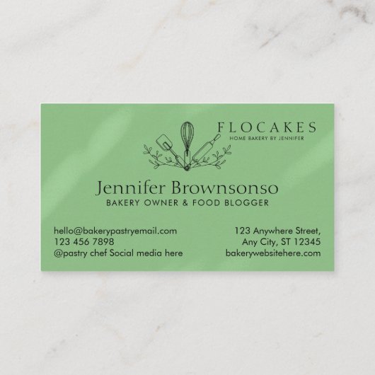 Green Whisk Pastry Koch Zuhause Bakery Café Kondit Visitenkarte (Rückseite)