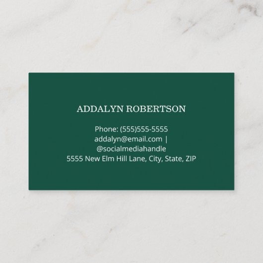 Green White 2 Foto Graduate Name Card Visitenkarte (Rückseite)