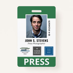 Green White 3 Logos Presse-ID-Abzeichen Ausweis