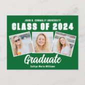 Green White Abschluss Foto Collage 2025 Graduate Ankündigungspostkarte (Vorderseite)