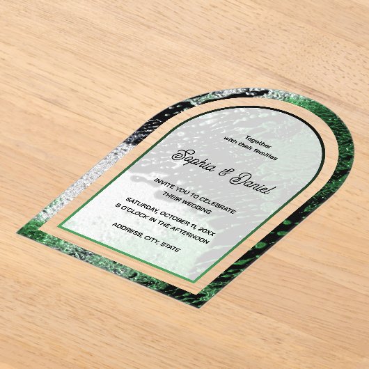 green white and black abstract fractal art wedding acryleinladungen (Ablage )