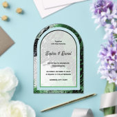 green white and black abstract fractal art wedding acryleinladungen (Insitu (Hochzeit))