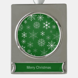 Green White Assorted Weihnachtsschneeflocken Muste Banner-Ornament Silber