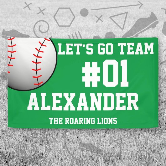 Green White Baseball Team Spirit Banner