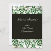 GREEN WHITE BLACK SILK DAMASK MONOGRAM EINLADUNG (Rückseite)