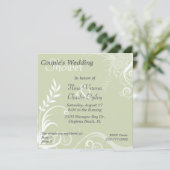 Green & White Blüh Couple's Polterabend Einladung (Stehend Vorderseite)