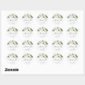 Green White Blume Kalligraphie Script Vielen Dank Runder Aufkleber (Blatt)