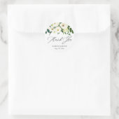 Green White Blume Kalligraphie Script Vielen Dank Runder Aufkleber (Tasche)